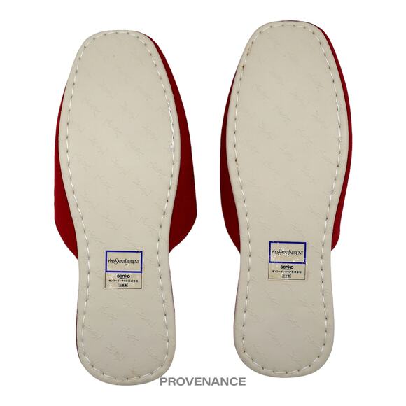 🔴 Yves Saint Laurent YSL Logo Slipper - Red Canvas - Picture 6 of 6